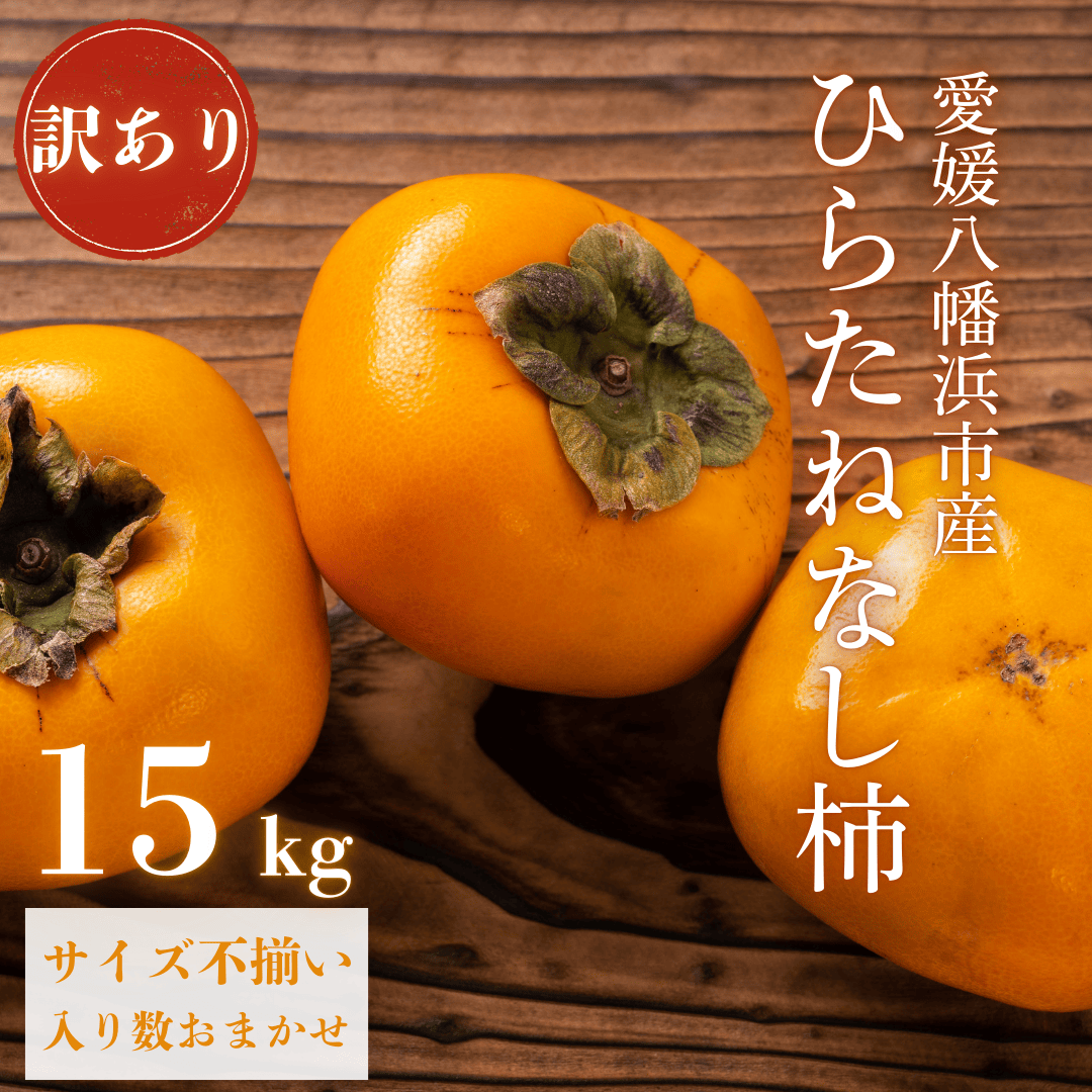 《秋の味覚 種なしで食べやすい》愛媛八幡浜産 ひらたねなし柿 訳あり15kg【H20-28】【1323617】 YWTI023