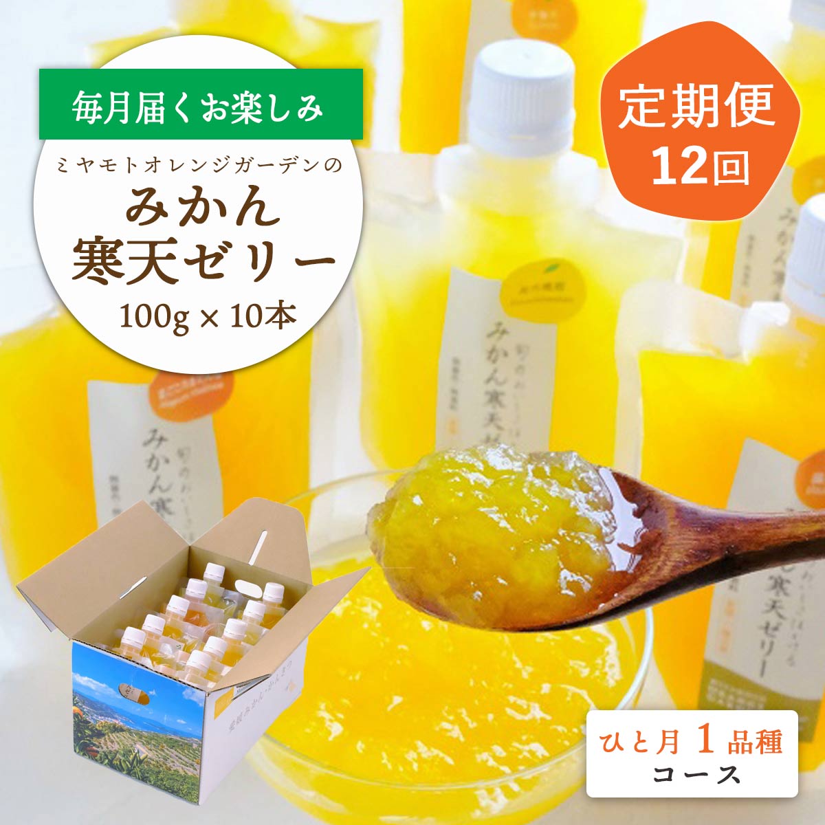 【発送月固定定期便】みかん寒天ゼリー定期便〜毎月1品種10本 全12回【H25-147】【4012160】 YWTAP091