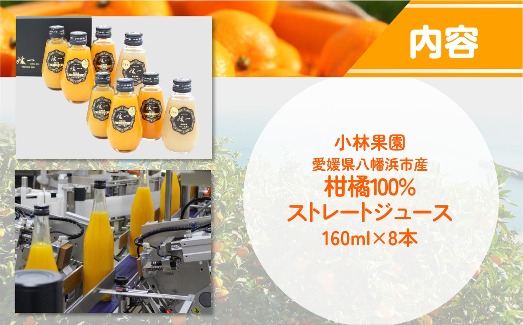 媛一ジュース160ml×8本セット・果汁100%ストレートジュース【D24-35】 YWTAD026