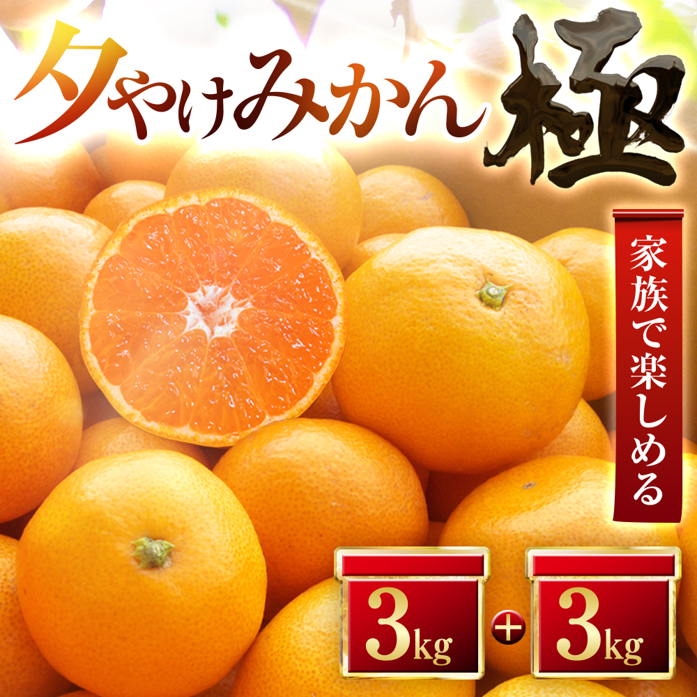 【甘みが濃縮されたみかん】愛媛で育った夕やけみかん【極】3kg×2箱(小玉)【D49-11】【1243467】 YWTZ013