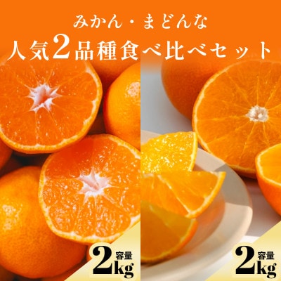 みかん+まどんな 人気2品種食べ比べ 【各2kg】【D70-36】【1536339】