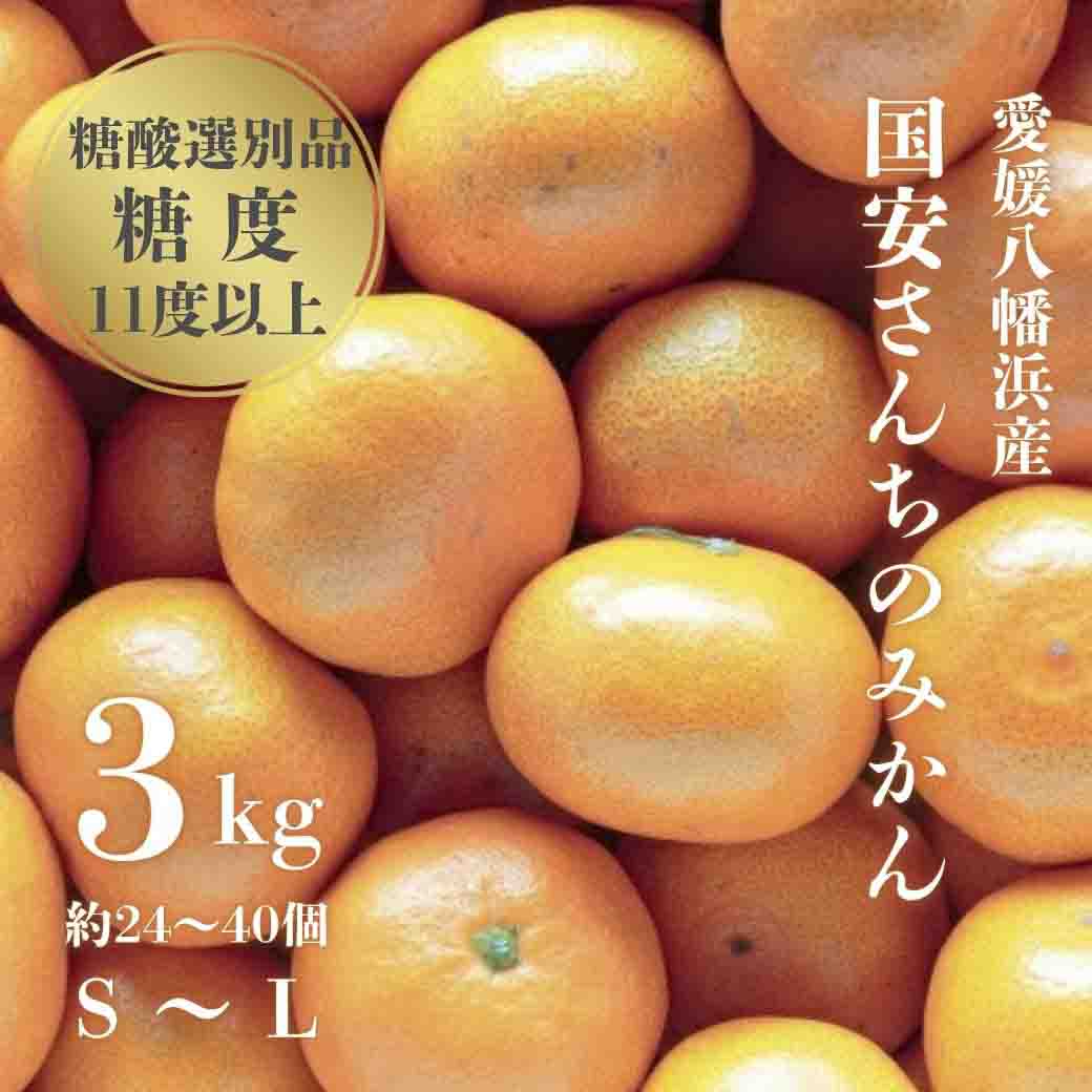 【糖度11度以上 酸1.0以下 糖酸選別品】愛媛みかん 3kg【C20-48】【1594922】 YWTI043
