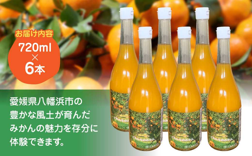 ともんちのみかん清見ジュース 720ml×6本【G91-2】【1639444】 YWTB002