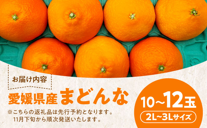 【先行予約】【11月下旬から順次発送】愛媛県産 峯田農園のとろける宝石柑橘「まどんな」2L〜3Lサイズ 10〜12玉　愛媛県大洲市/峯田農園 [AGBT006]オレンジ フルーツ みかん ミカン 果物 スムージー デザート おやつ ヨーグルト 調味料 ドレッシング 料理