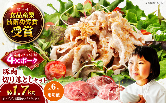 【全6回定期便】【冷凍】【4Xポーク】 豚肉 切り落としセット 1650g （ 肩 もも 550g×3パック）　豚肉 切り落とし 小分け 肉 ぶたにく 愛媛県大洲市/株式会社SL Creations [AGCY005]