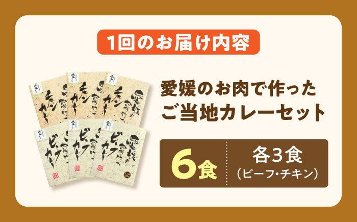 【全12回定期便】愛媛県産のお肉を贅沢に使用！ご当地カレー！ビーフカレー＆チキンカレーセット　愛媛県大洲市/大洲市物産協会 [AGBM073]