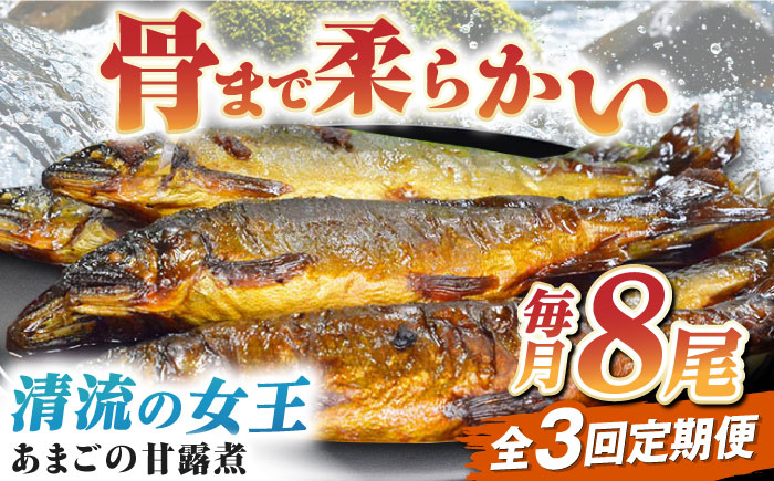 【全3回定期便】これぞ贅沢！美味しさをまるごと閉じ込めた「あまごの甘露煮」８尾　愛媛県大洲市/大洲市物産協会 [AGBM077]