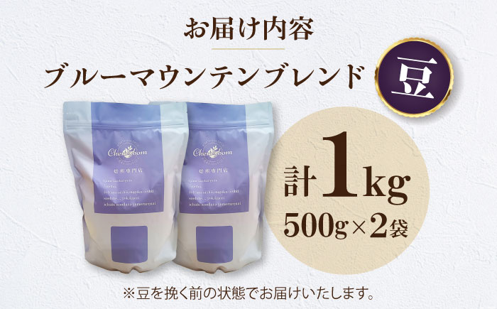 【コーヒー豆】 ブルーマウンテンブレンド 1kg （500g×2袋） 珈琲 コーヒー豆 コーヒー ドリップ ドリップ珈琲 飲料 愛媛県大洲市/株式会社日珈 [AGCU008-1]