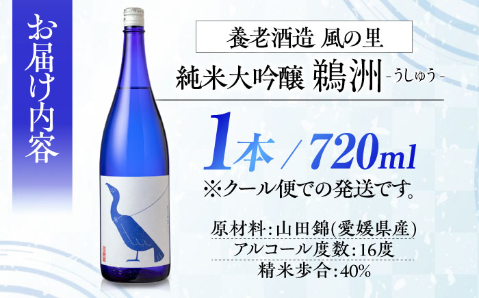 繊細さが生み出す渾身の一滴！養老酒造 純米大吟醸『鵜洲』720ml×1本　地酒 日本酒 お酒 晩酌　愛媛県大洲市/一般社団法人キタ・マネジメント（大洲まちの駅あさもや）[AGCP804]