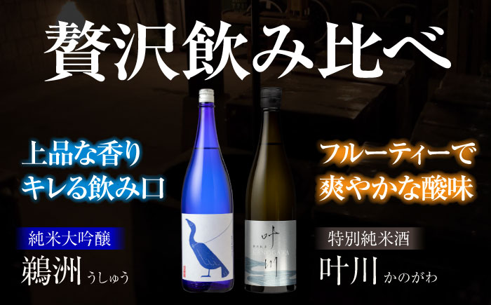 日本酒2種（鵜洲・叶川）飲み比べセット　愛媛県大洲市/一般社団法人キタ・マネジメント（大洲まちの駅あさもや）日本酒 純米大吟醸 特別純米酒 冷酒 飲み比べセット [AGCP810]