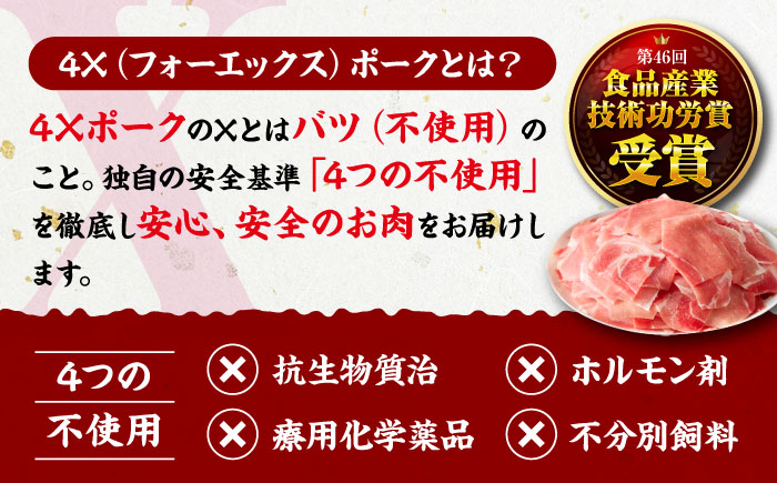 【全12回定期便】【冷凍】【4Xポーク】 豚肉 しょうが焼き用スライスセット 610g（ロース170g、肩ロース190g、もも250g）　豚肉 切り落とし 小分け 肉 ぶたにく 愛媛県大洲市/株式会社SL Creations [AGCY009]