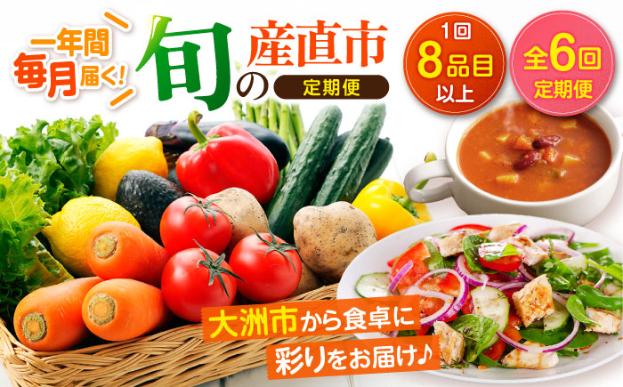 【全6回定期便】産地直送！鮮度抜群！旬の産直市お任せセット（8種以上）　愛媛県大洲市/たいき産直市愛たい菜 [AGAP019]