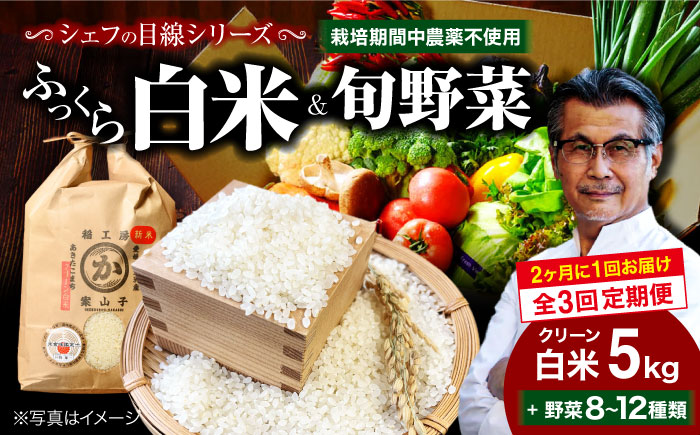 【全3回定期便】【2ヶ月に1回】 クリーン白米+旬のお野菜セット 愛媛県大洲市/有限会社ヒロファミリーフーズ [AGBX040]