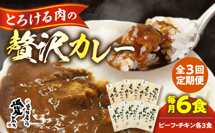 【全3回定期便】愛媛県産のお肉を贅沢に使用！ご当地カレー！ビーフカレー＆チキンカレーセット　愛媛県大洲市/大洲市物産協会 [AGBM071]