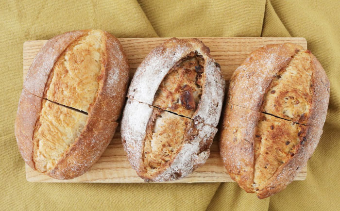 【全3回定期便】【冷凍】　カンパーニュ3種セット (プレーン・いちじく・五穀) 愛媛県大洲市/株式会社アライ 冷凍パン ハードパン 食事パン 朝食 ベーカリー 冷凍 [AGAY051]