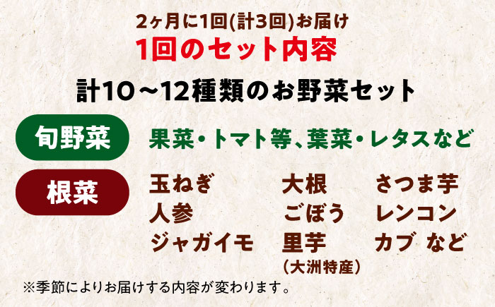 【全3回定期便】【2ヶ月に1回】あったら嬉しい根菜セット♪+おまかせ旬野菜　愛媛県大洲市/有限会社ヒロファミリーフーズ [AGBX041]