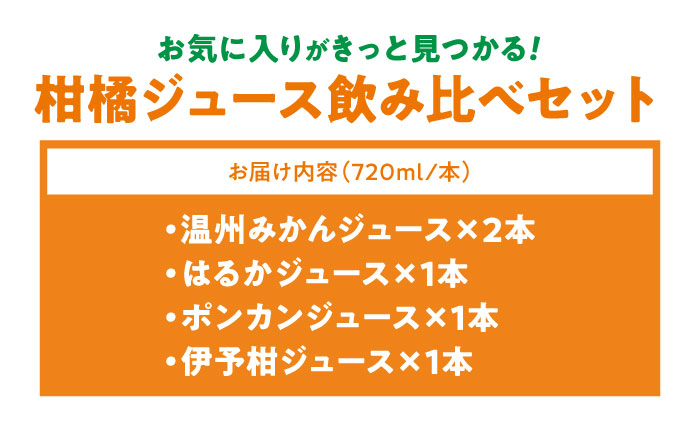  【先行予約】【2026年5月下旬から順次発送】柑橘ジュース（ みかん ・ はるか ・ ポンカン ・ 伊予柑 各720ml ）5本セット【みきゃん ラベル】 みかんジュース 100% 柑橘 みかん ジュース 愛媛県大洲市/有限会社カーム/カームシトラス[AGBW005] 