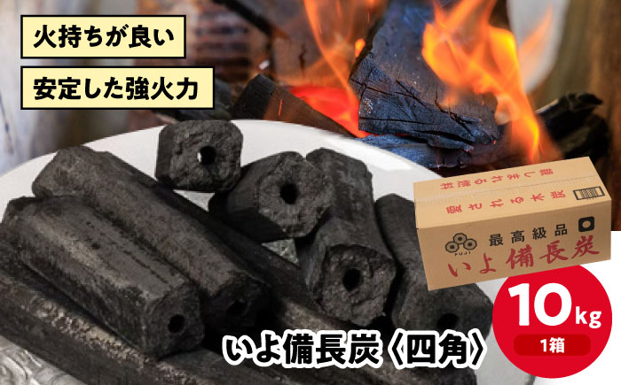 「いよ備長炭　四角」10kg [AGAK001] 愛媛県大洲市/ミスタースミス 備長炭 オガ炭 炭 炭焼き 炭火 脱臭 除湿