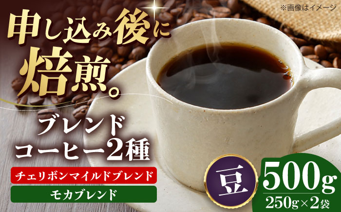 【コーヒー豆】ブレンドコーヒー 2種セットB（チェリボンマイルドブレンド250g・モカマタリブレンド250g） 珈琲 コーヒー豆 コーヒー ドリップ ドリップ珈琲 飲料 愛媛県大洲市/株式会社日珈 [AGCU018-2]