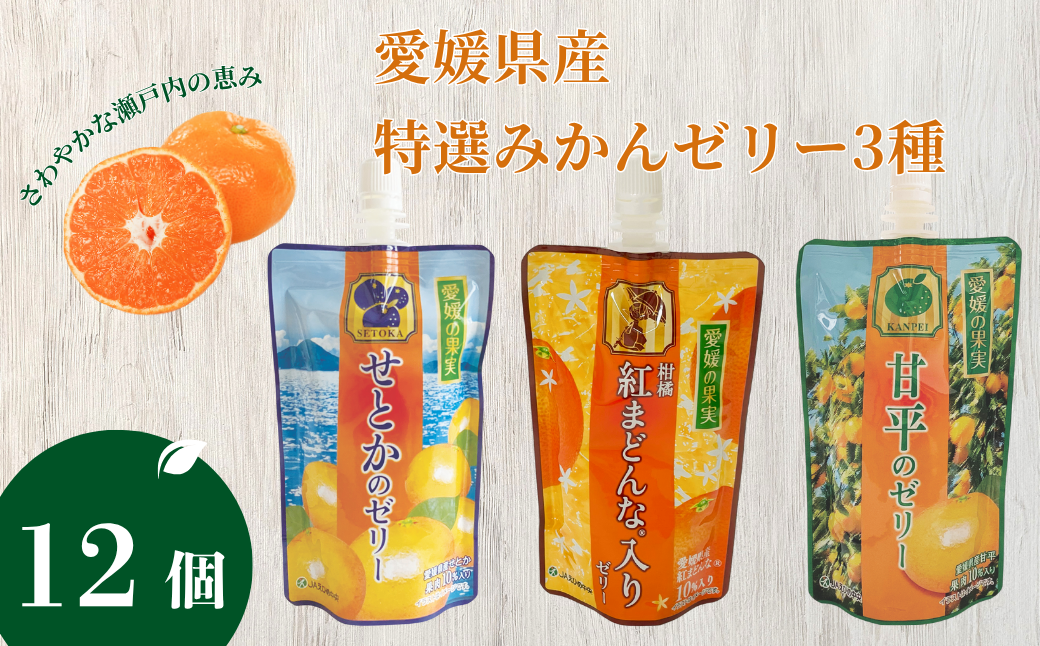 ゼリー飲料 ゼリー 飲むゼリー 愛媛 みかん 150g×12個 3種 JAえひめ 愛媛の果実 特選柑橘詰合せ (E-50) | B369