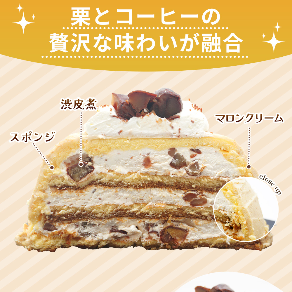 ＜マロンケーキ「お山のカフェまろん」5号 1個＞ 栗 洋菓子 お菓子 スイーツ デザート コーヒー 珈琲 クリーム モンブラン 渋皮煮 愛媛県 西予市