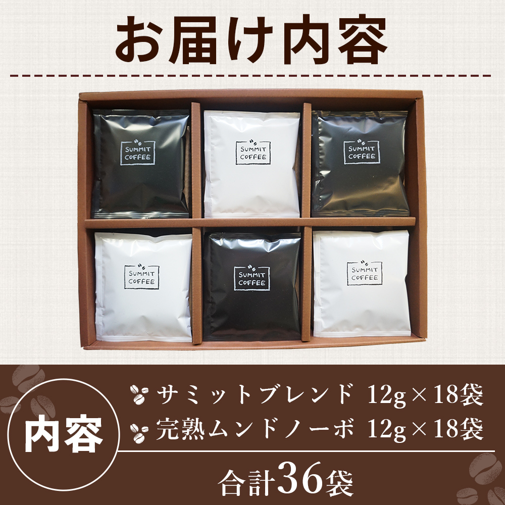 ＜サミットカフェドリップセット 2種 合計36袋＞ コーヒー 珈琲 愛媛県 西予市