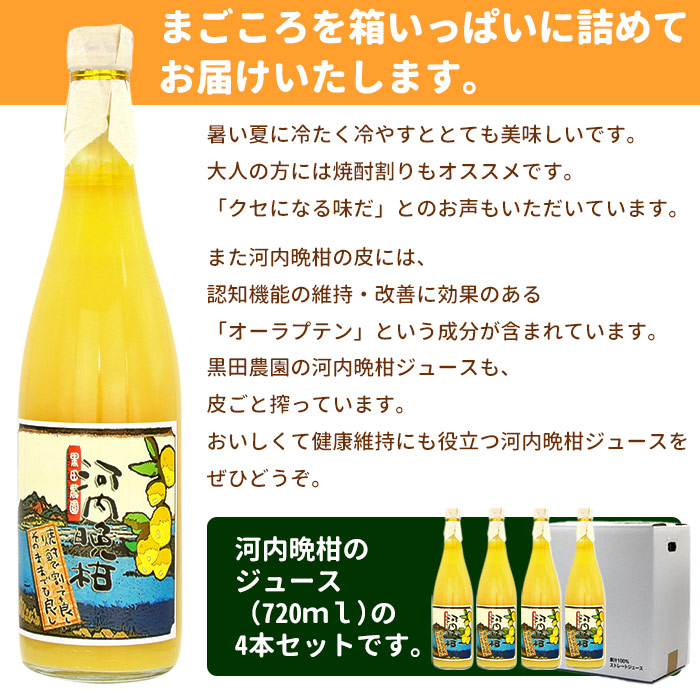 黒田農園直送　西宇和産河内晩柑ジュース詰め合わせ4本セット