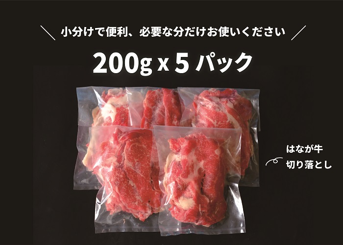 はなが牛　切り落とし　1kg　（200gｘ5p）