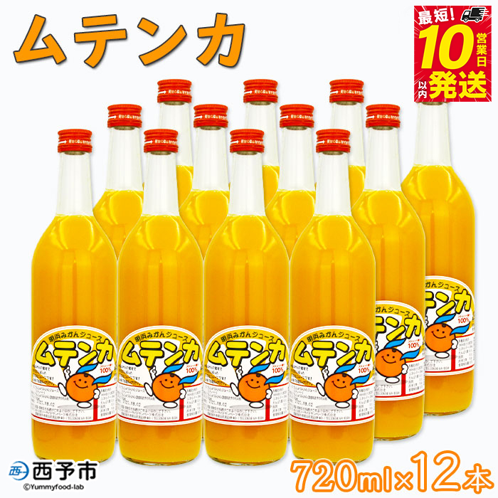 ＜明浜みかんジュース ムテンカ 720ml×12本入り E-12＞ 温州みかん ミカンジュース オレンジジュース ソフトドリンク あけはまシーサイドサンパーク 贈答用 愛媛県西予市