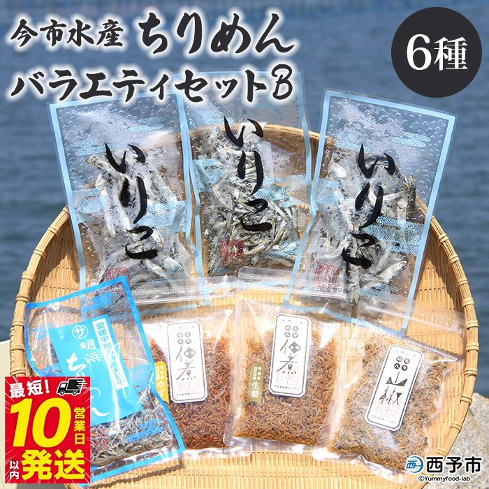 ＜今市水産 ちりめんバラエティセットB＞ 詰め合わせ シラス 魚 山椒 柚子 生姜 いりこ 加工品 天日干し 贈答 ギフト ご飯のお供 つまみ 今市水産 愛媛県 西予市