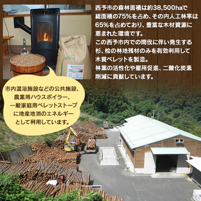＜西予市木質ペレット 約40kg (全木)＞ 木材 木製 ウッド ストーブ ペレットストーブ 燃料 猫砂 ネコ砂 ねこすな ねこ砂 ペット トイレ 間伐材使用 自然素材 ペット用品 国産 SDGs エフシー 愛媛県 西予市