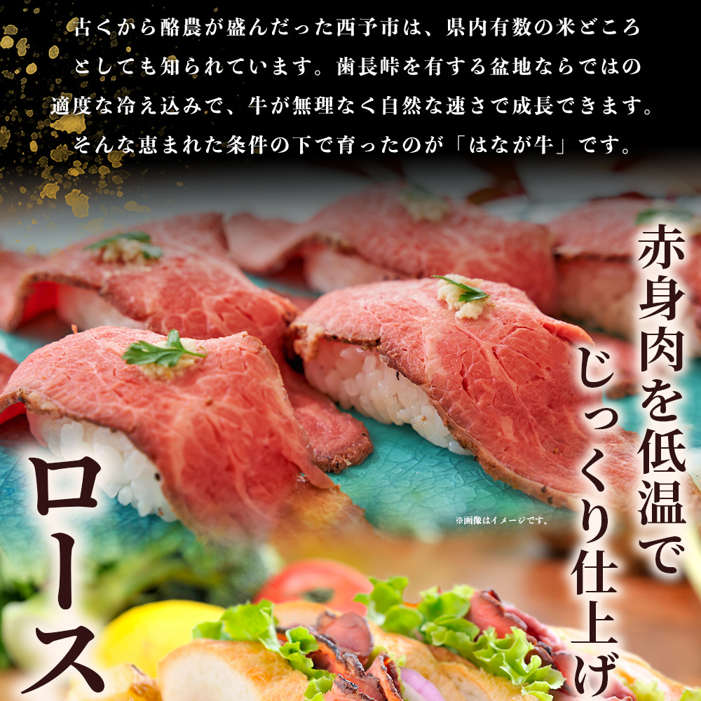 ＜熟成肉 はなが牛ローストビーフ 3袋（1袋200g）＞ 牛肉 牛 肉 ろーすとびーふ 国産 タレ付き 赤身 パーティー ディナー 丼 おつまみ おかず 加工品 特産品 小分け ブランド牛 ゆうぼく 愛媛県 西予市
