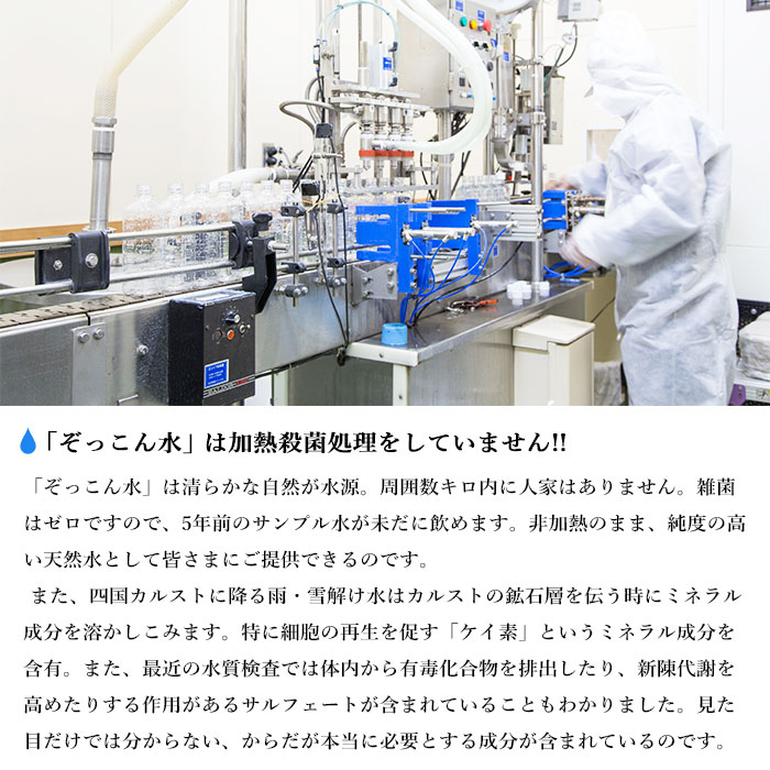 ＜四国カルスト天然水ぞっこん 2L(6本入り)×4ケース 計24本＞ 飲料 水 みず 中硬水 弱アルカリイオン水 ペットボトル ウォーター バナジウム 備蓄 防災 キャンプ アウトドア 国産 特産品 ぞっこん四国 愛媛県 西予市