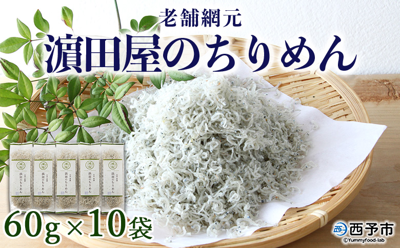 ＜老舗網元 濵田屋のちりめん 計600g(60g×10袋)＞ かたくちいわし 小魚 カルシウム 乾物 小分け 国産 マルヨシ水産 特産品 愛媛県 西予市