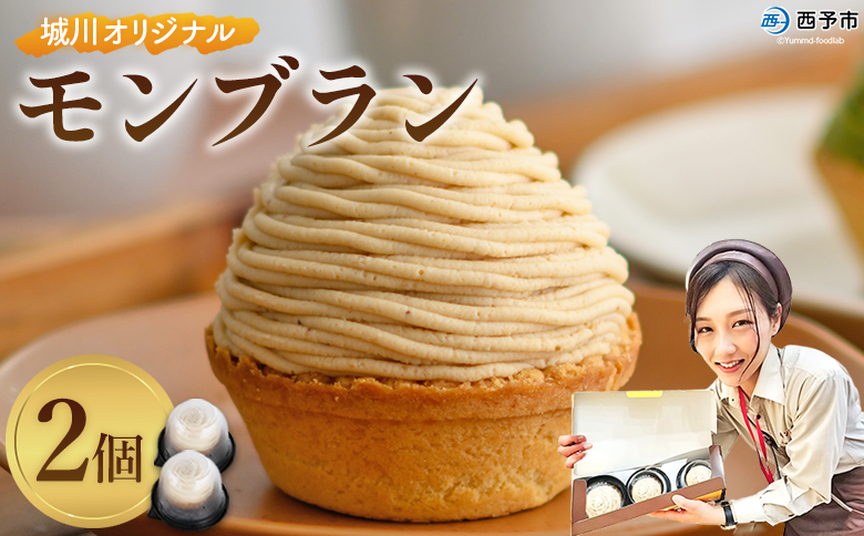 ＜城川オリジナルモンブラン 2個入り＞ マロン 洋菓子 おかし ケーキ くり お試し 和栗ペースト クリーム 渋皮煮 スポンジ チーズアパレイユ タルト メニークエスト 愛媛県 西予市