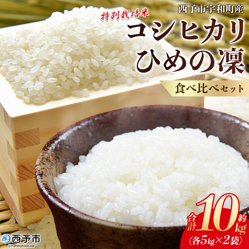 [令和7年産 西予市宇和町産 特別栽培米コシヒカリ・ひめの凜 食べ比べセット(各約5kg)] お米 コメ こめ 白米 精米 単一原料米 穀物 こしひかり ひめのりん 朝食 低農薬 特産品 三好フク 愛媛県