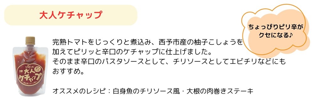 ちょっぴりピリ辛で大人も満足！大人ケチャップ４個セット