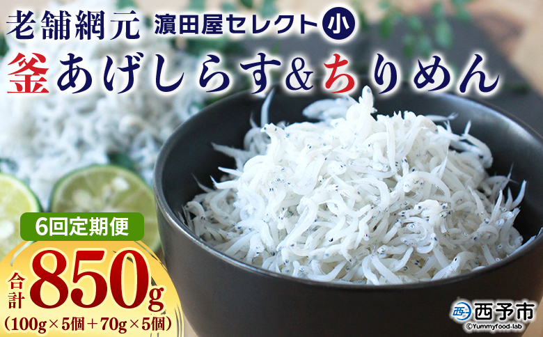 ＜老舗網元 濵田屋セレクト 釜あげしらす＆ちりめん (合計850g) 6回定期便＞ 『お申込み月の翌月より配送開始』釜揚げ シラス じゃこ 海鮮 海産物 丼 おにぎり 具材 ご飯 おつまみ おやつ 小魚 乾物 国産 マルヨシ水産 特産品 愛媛県 西予市