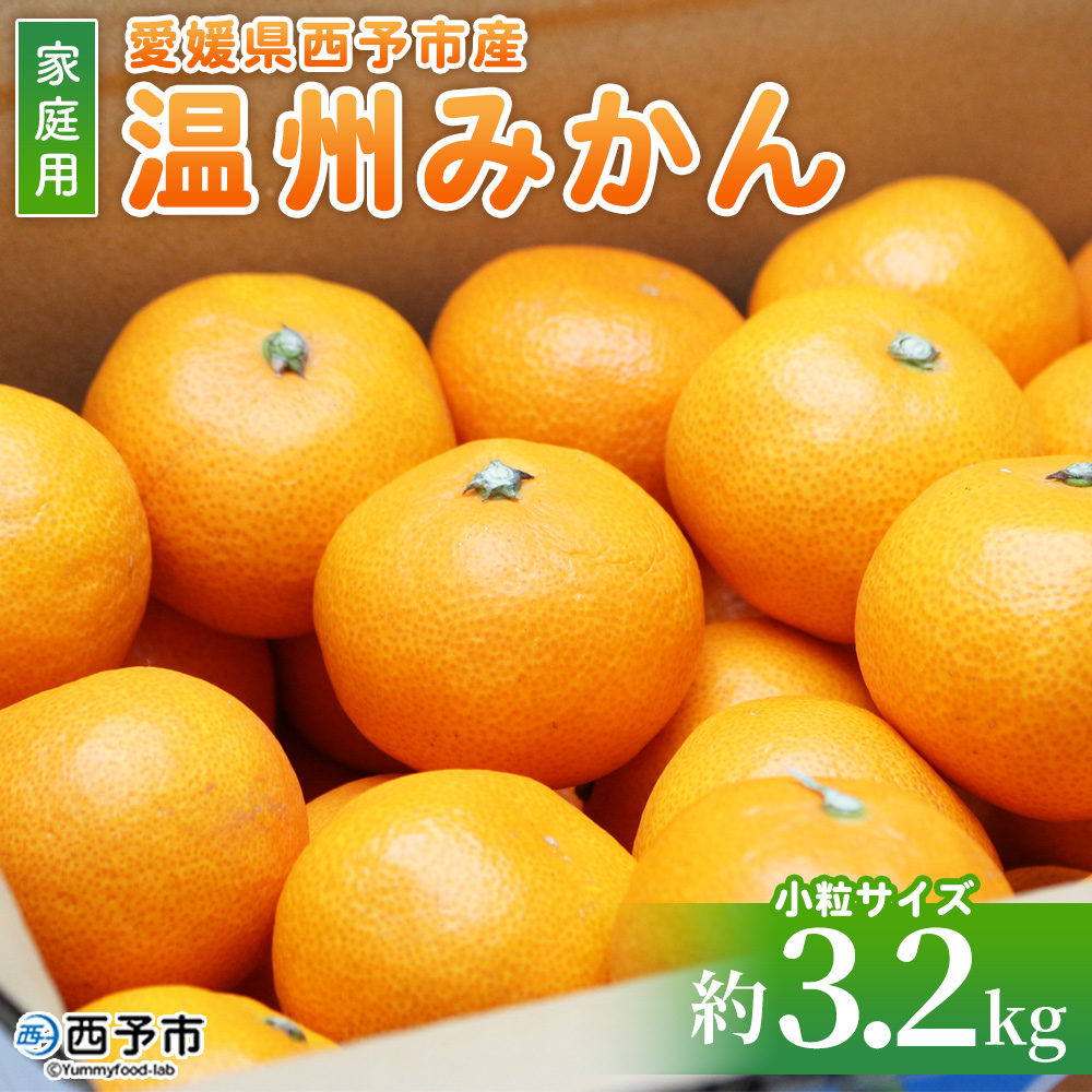 [愛媛県西予市産 温州みかん 小粒サイズ 家庭用 約3.2kg] 西宇和 小玉 小さめ 家庭用 果物 フルーツ 柑橘 オレンジ ミカン 訳あり 愛媛県 西予市