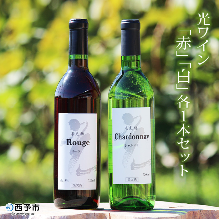 ＜光ワイン「赤」「白」各1本セット＞ お酒 アルコール お祝い 内祝い 家飲み 宅飲み 乾杯 光農場 特産品 愛媛県 西予市