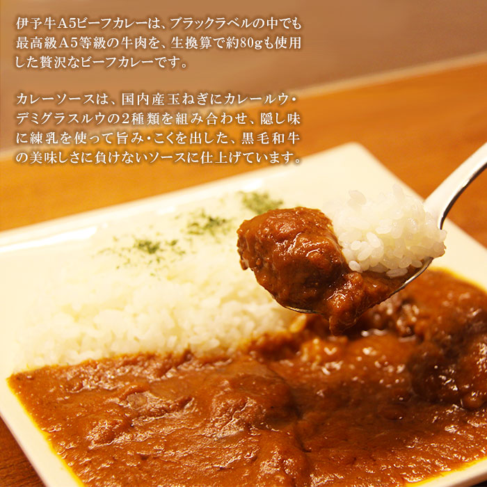 ＜伊予牛A5ビーフカレー 3個＞ 惣菜 レトルト 簡単調理 温めるだけ 加工品 キャンプ 夜食 アール・シー・フードパック 特産品 愛媛県 西予市