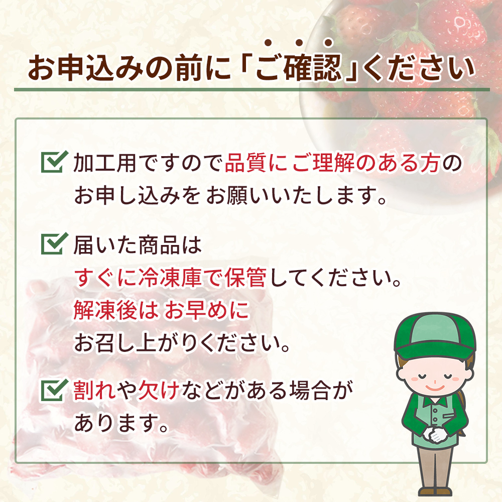 ＜冷凍いちご あまおとめ 約1.5kg 加工用 ヘタなし＞ 国産 アマオトメ 朝採り 朝採れ サイズ 不揃い 訳あり 訳アリ フルーツ 果物 苺 いちご イチゴ シャーベット ジャム スムージー 大粒 小粒 りの果樹園 愛媛県 西予市