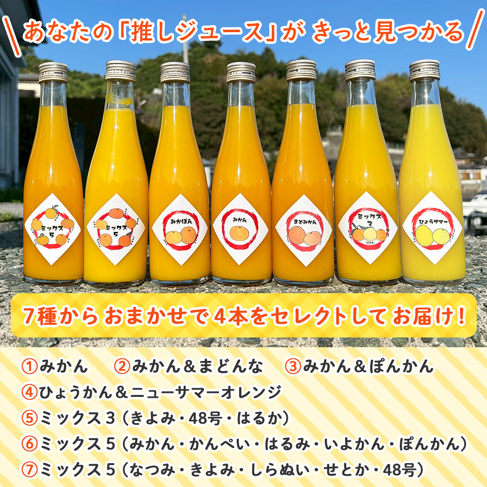 ＜一歩会 ジュエリーボックス ジュース飲み比べセット ミニ 300ml×4本入り＞ 愛媛 果汁 100% ジュース ストレートジュース みかんジュース セット 柑橘 飲料 オレンジ 特産品 渡江から一歩を踏み出す会 愛媛県 西予市