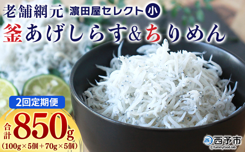＜老舗網元 濵田屋セレクト 釜あげしらす＆ちりめん (合計850g) 2回定期便＞ 『お申込み月の翌月より配送開始』釜揚げ シラス じゃこ 海鮮 海産物 丼 おにぎり 具材 ご飯 おつまみ おやつ 小魚 乾物 国産 マルヨシ水産 特産品 愛媛県 西予市