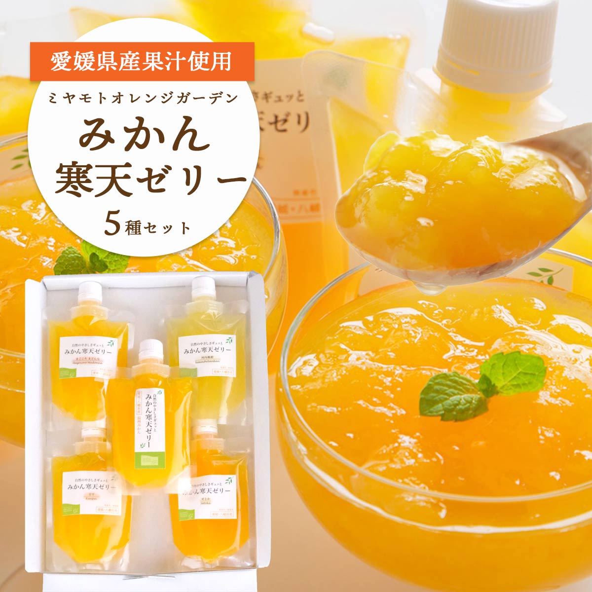 ＜5種の味わい食べ比べ寒天ゼリー＞ 『1か月以内に順次出荷予定』愛媛柑橘セレクション お任せ 贅沢 フルーツ デザート セット 果物 みかん ひんやりスイーツ おやつ ギフト 贈り物 特産品 ミヤモトオレンジガーデン 愛媛県 西予市【常温】