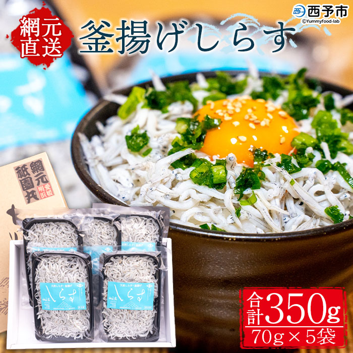 ＜釜揚げしらす 合計350g（70g×5袋）＞シラス ちりめんじゃこ 無添加 おにぎり 具材 しらす干し 天日干し セット ギフト 贈答 愛媛県 西予市