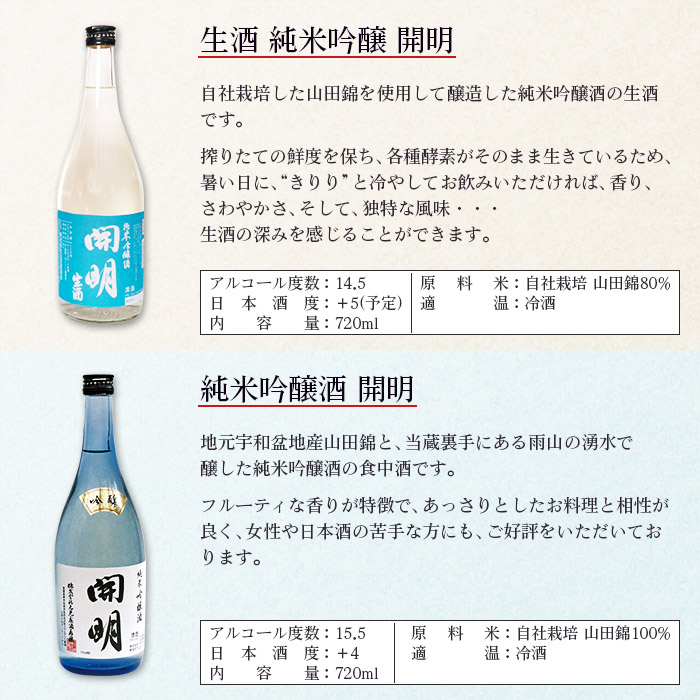 開明　吟醸・生酒　飲み比べセット（720ml×2本）