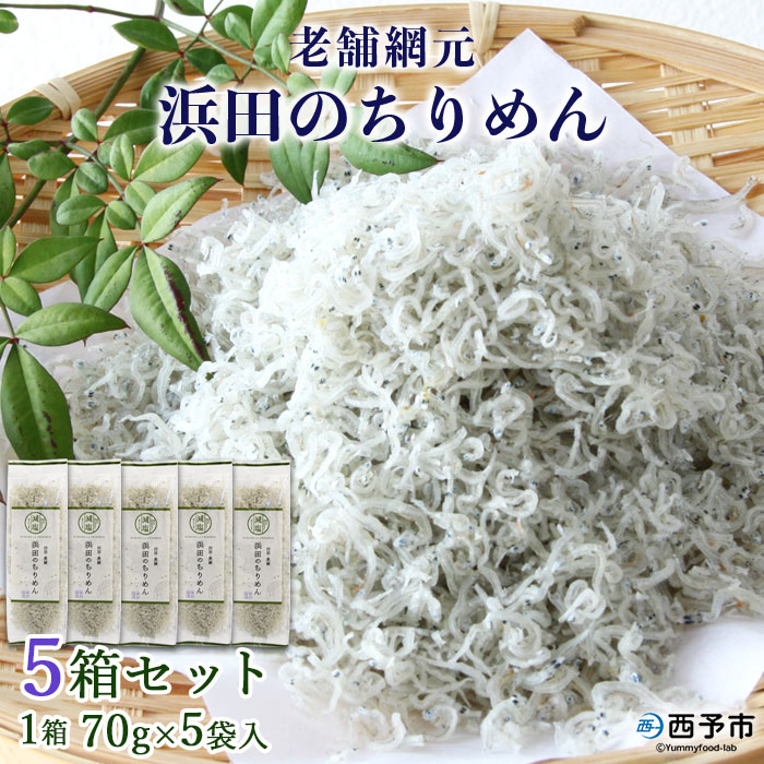 ＜老舗網元 浜田のちりめん 5箱セット(1箱 70g×5袋入)＞ 詰め合わせ かたくちいわし カタクチイワシ 小魚 のし対応可 お祝い 内祝い ギフト 贈答 贈り物 乾物 お中元 お土産 小分け 国産 マルヨシ水産 特産品 愛媛県 西予市