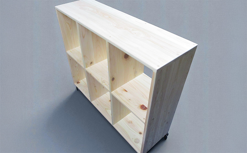 媛ひのき移動式整理棚