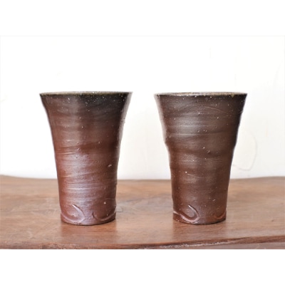 備前焼 ビアマグ2個セット・波(大)　b3-018【1255803】